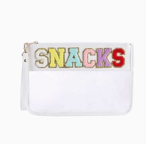 Stoney Clover Lane Style White Nylon Transparent Chenille Patch "Snacks" Pouch W
